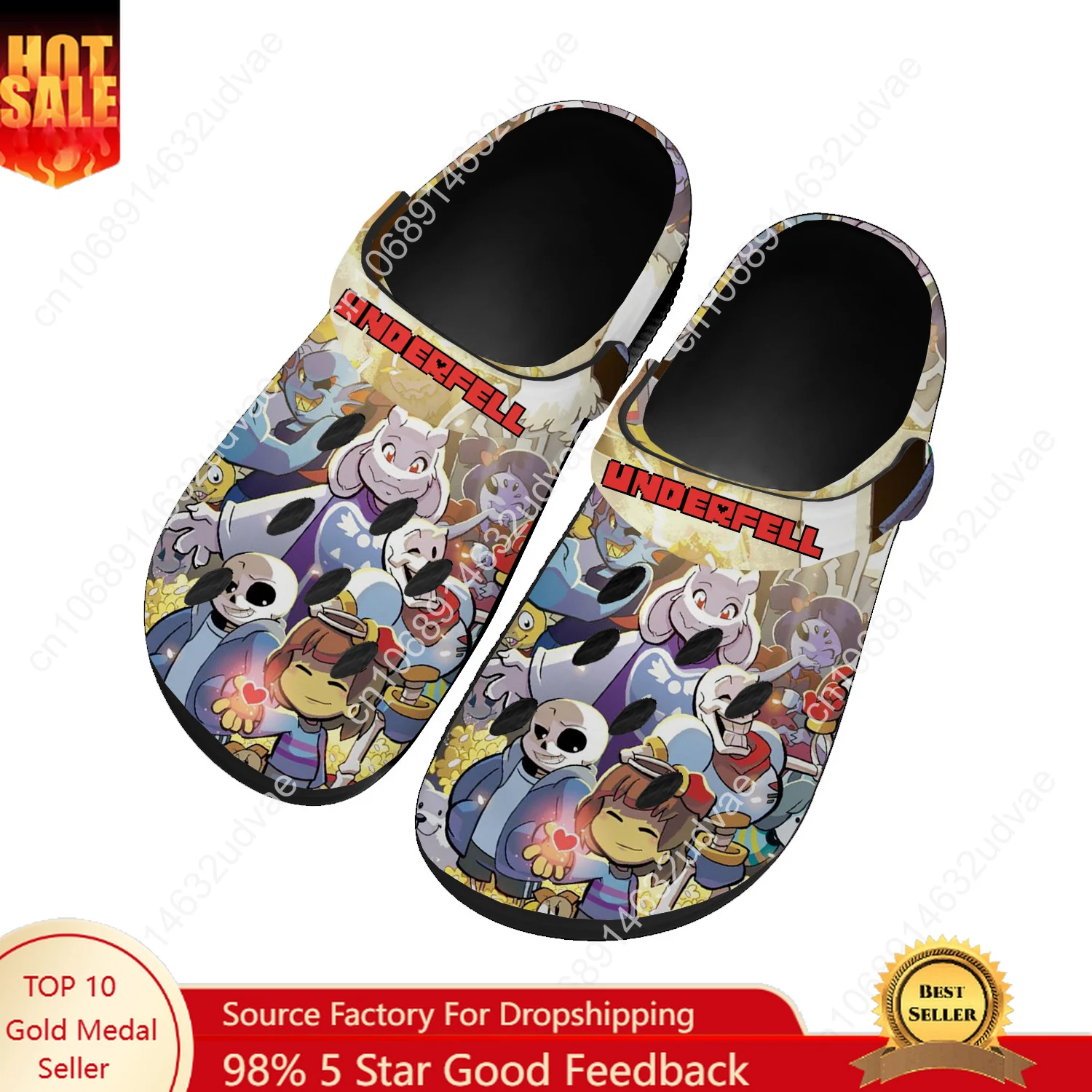Undertale Water Shoes Men Women Teenager High Quality Home Garden Clogs Custom Sandals Beach Breathable Hole Slippers