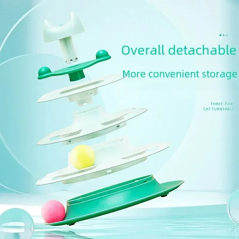 أربع طبقات لعبة القط الدورية الكرة القط لوحة تسلية التلقائي القط لعب عصا ريشة القط الدورية الكرة برج الفضاء لعبة لعبة #4