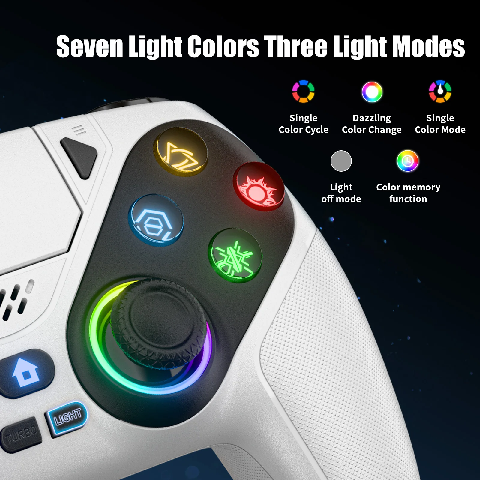 Pengontrol untuk Gamepad PS5/PC, Joystick Game dengan Lampu RGB, Trigger Efek Hall, Turbo, Getaran, Tombol Sentuh yang Dapat Diprogram