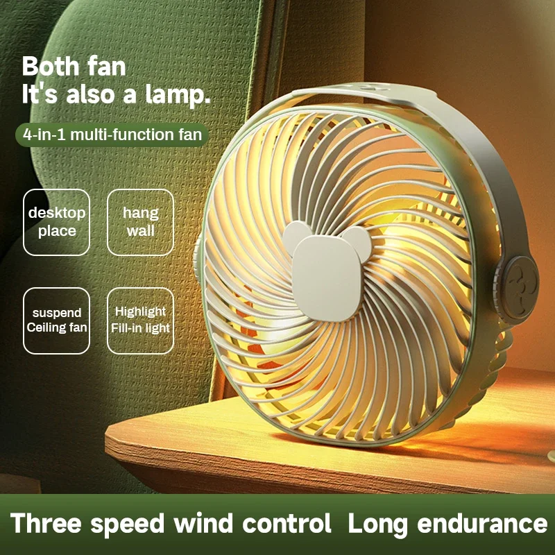 

2024 New USB Rechargeable Multifunction Desk Fan Mute Noise Reduction Ceiling Fan Wall Mounted Fan 360° Rotating Head