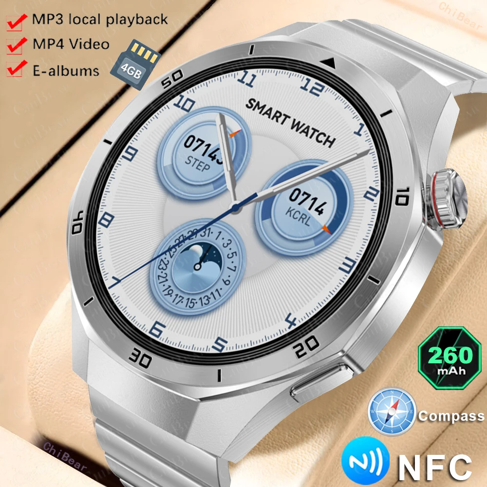 

2025New Watch 5 Pro мужчины 4GB памяти оффлайн MP3/MP4 Player NFC контроль доступа Compass Sport Mode TWS гарнитура SmartWatch мужчины женщины