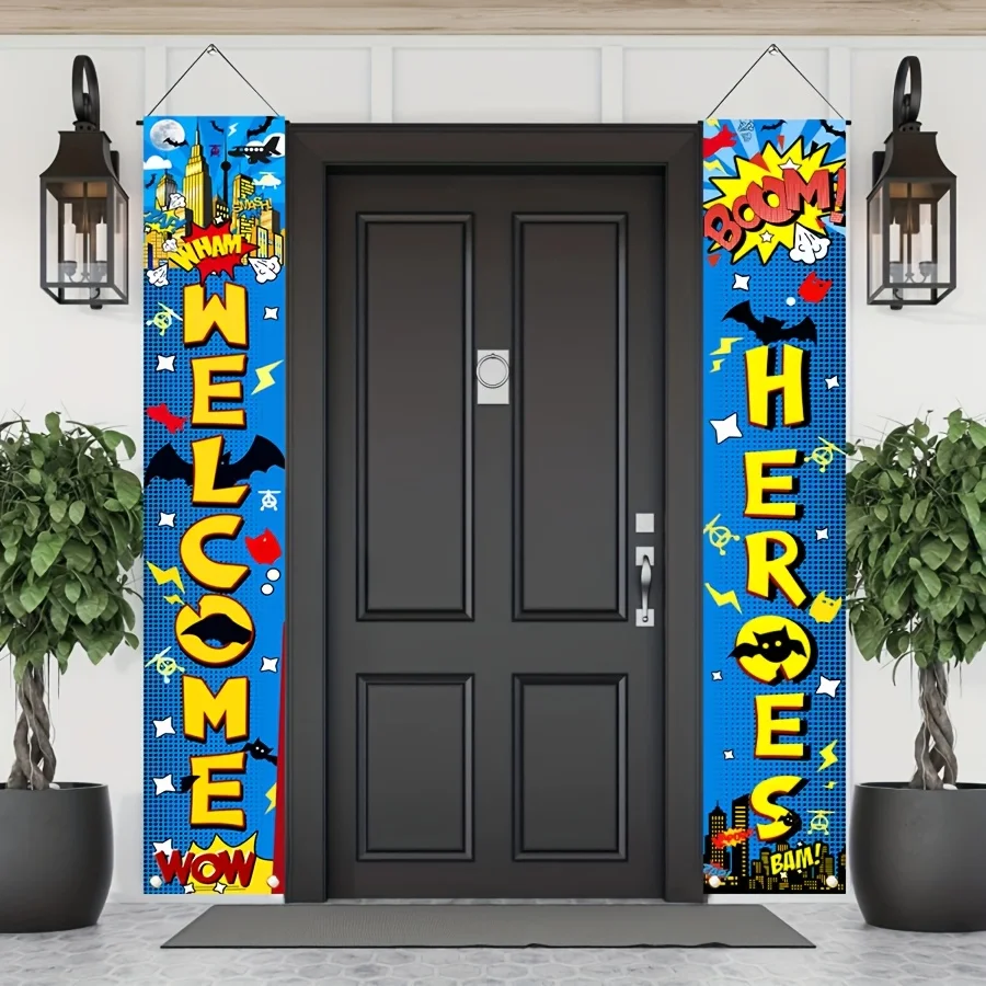 1 Paar, 2D flach, dekorativer Hintergrund mit Willkommens-Heldenmotiv, Veranda-Schildbanner, super lustige Hängedekoration, wsj – Detail 4