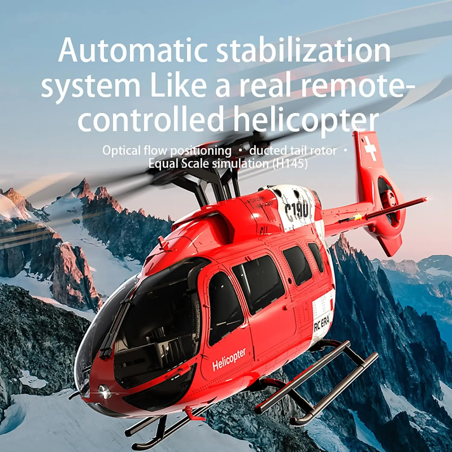 C190 H145 6CH Remote Control Helicopter Aircraft for Adults Beginners RC Heli Single Rotor No Ailerons Maintain Altitude Hover/O