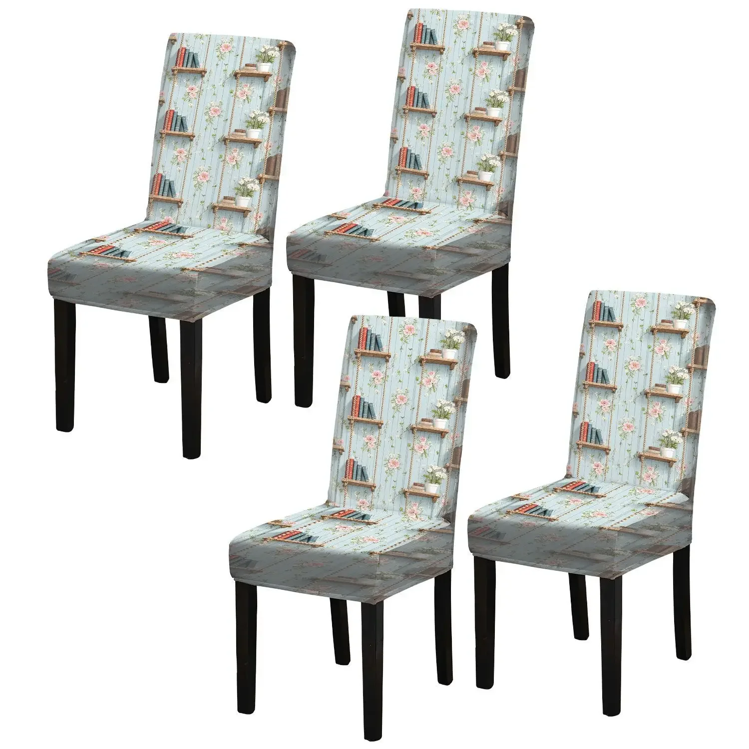 Elastic dining chair cover Warm retro flower decorative wall design Removable, washable, home dining chair protective cover
