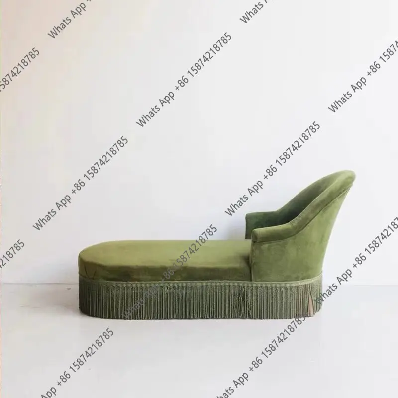Rt Italian Retro Nostalgic Chinese Style Velvet Sofa French Bedroom Living Room Fringed Beauty Step Chaise Longue