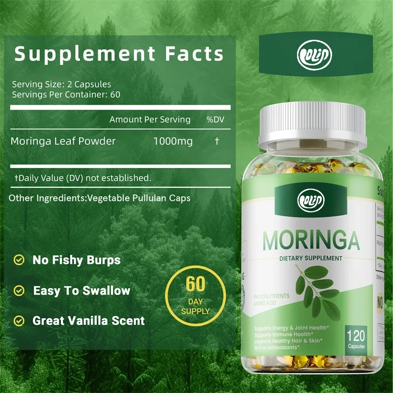 Moringa Supplements - Boosts Metabolism, Supports Repair of Damaged Cells, Cardiovascular Health