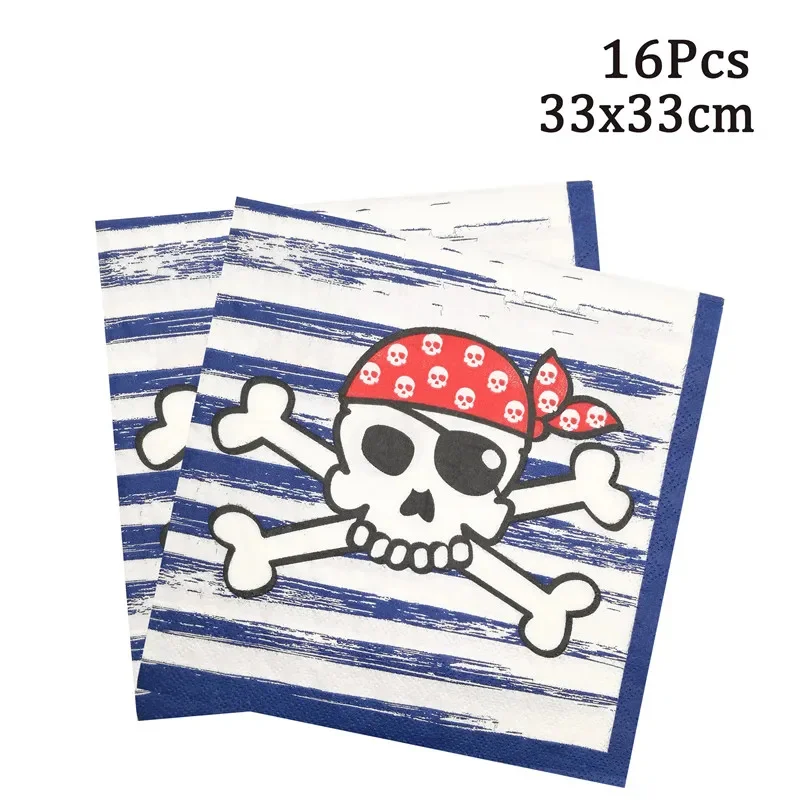 20/16Pcs Pirate Treasure Map Disposable Napkins Kids Happy Birthday Party Baby Shower Pirate Theme Party Decorative Supplies