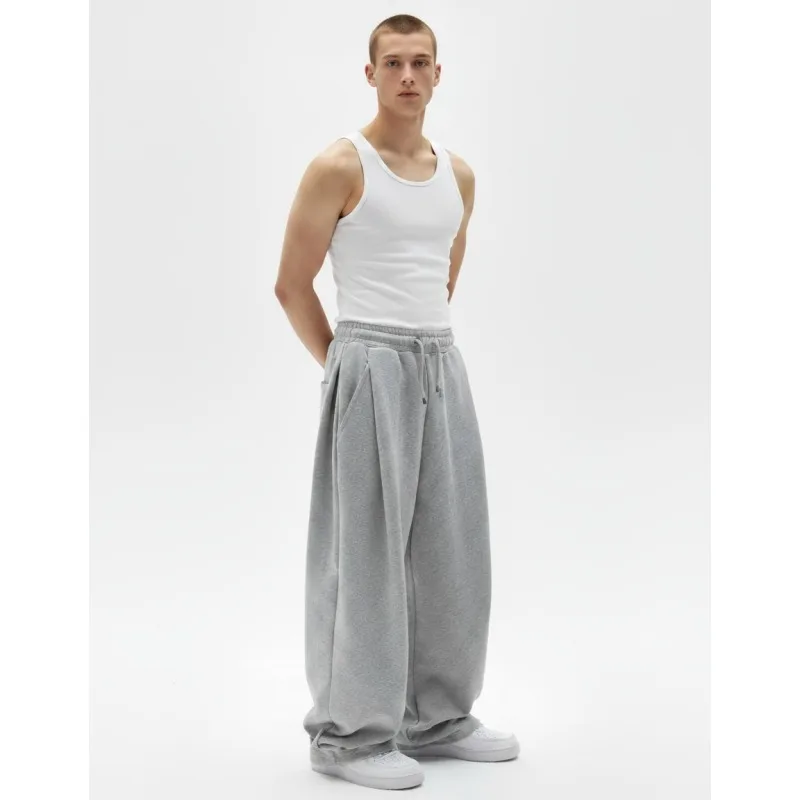 2025 a la moda europea y americana, nuevo otoño e invierno, pantalones deportivos casuales de moda de color liso con ajuste original