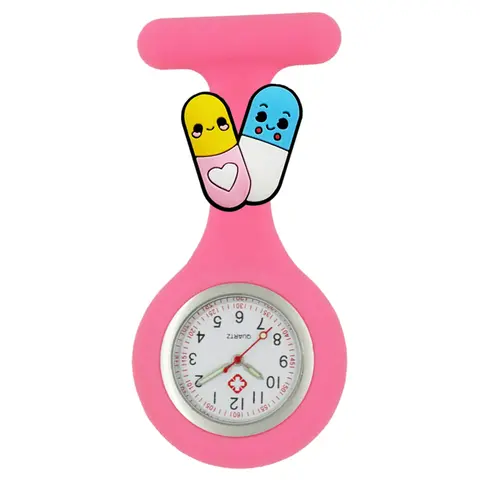 Tecknad härlig sjuksköterska läkare unisex sjukhus medicinska ikoner massiva silikonbroscher pins hängande FOB fickur klocka gåvor 8 best sales bröstvakt för sjuksköterskor - №3