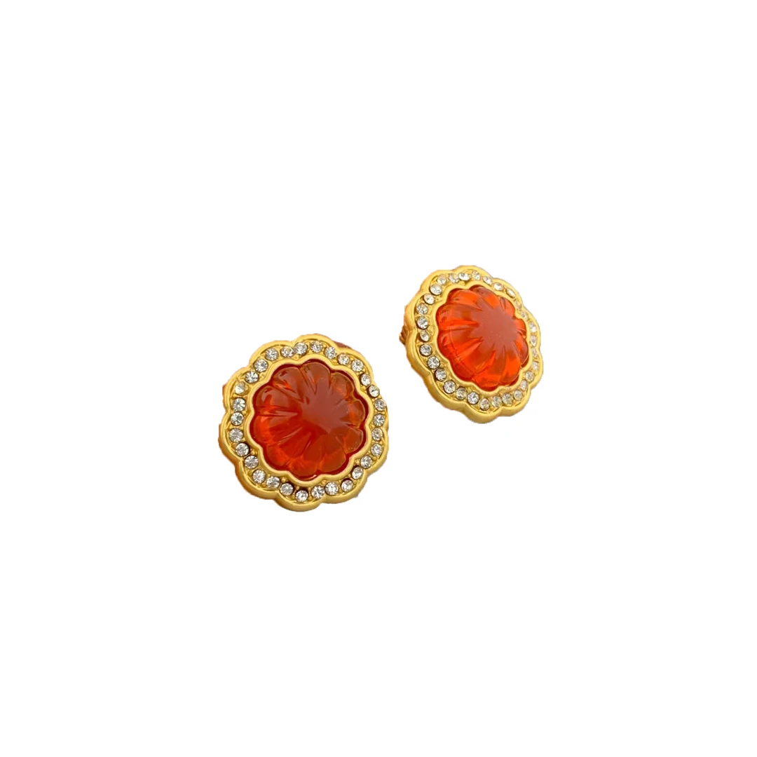 Medieval Vintage Flower transparent  resin earrings  for women's girl   jewelry wholesale
