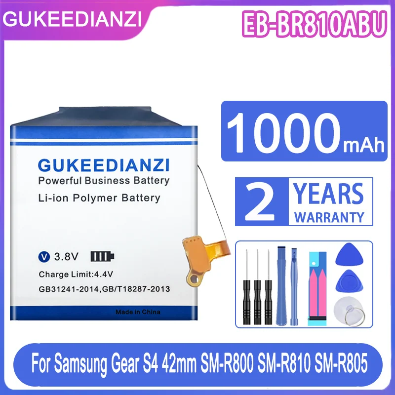 GUKEEDIANZI Battery EB-BR800ABU 1000mAh For Samsung Gear Buds Plus EP-QR170 EB-BR170 S4 42mm 46mm SM-R800 SM-R810 SM-R805