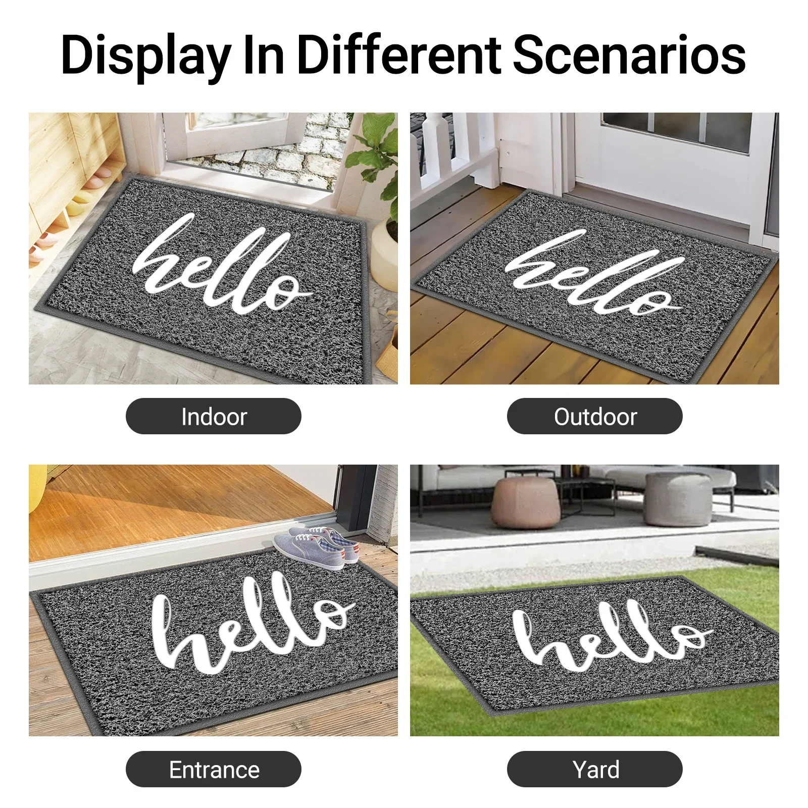 PVC Doormat Garden Dirt Trapper Entryway Mat Of Outdoor Indoor Washable Home Doormats Cute Letters Non-Slip Door Mats Front Door