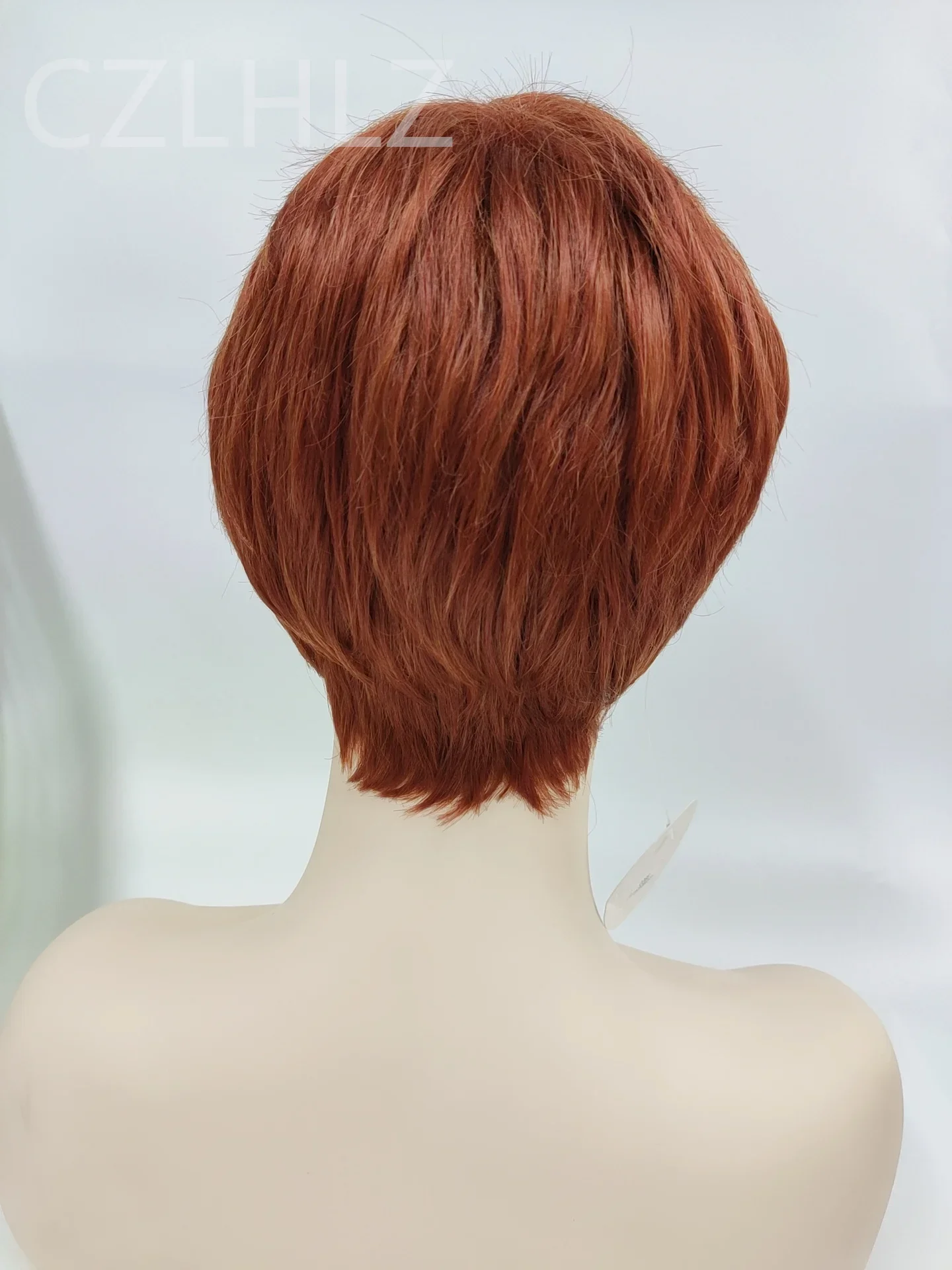 Fashion Party Wigs Short Pixie Cut Wigs for Women Wine Red Heat Resistant Syntheitc Natural Wigs with Bangs Mommy Daily Hair