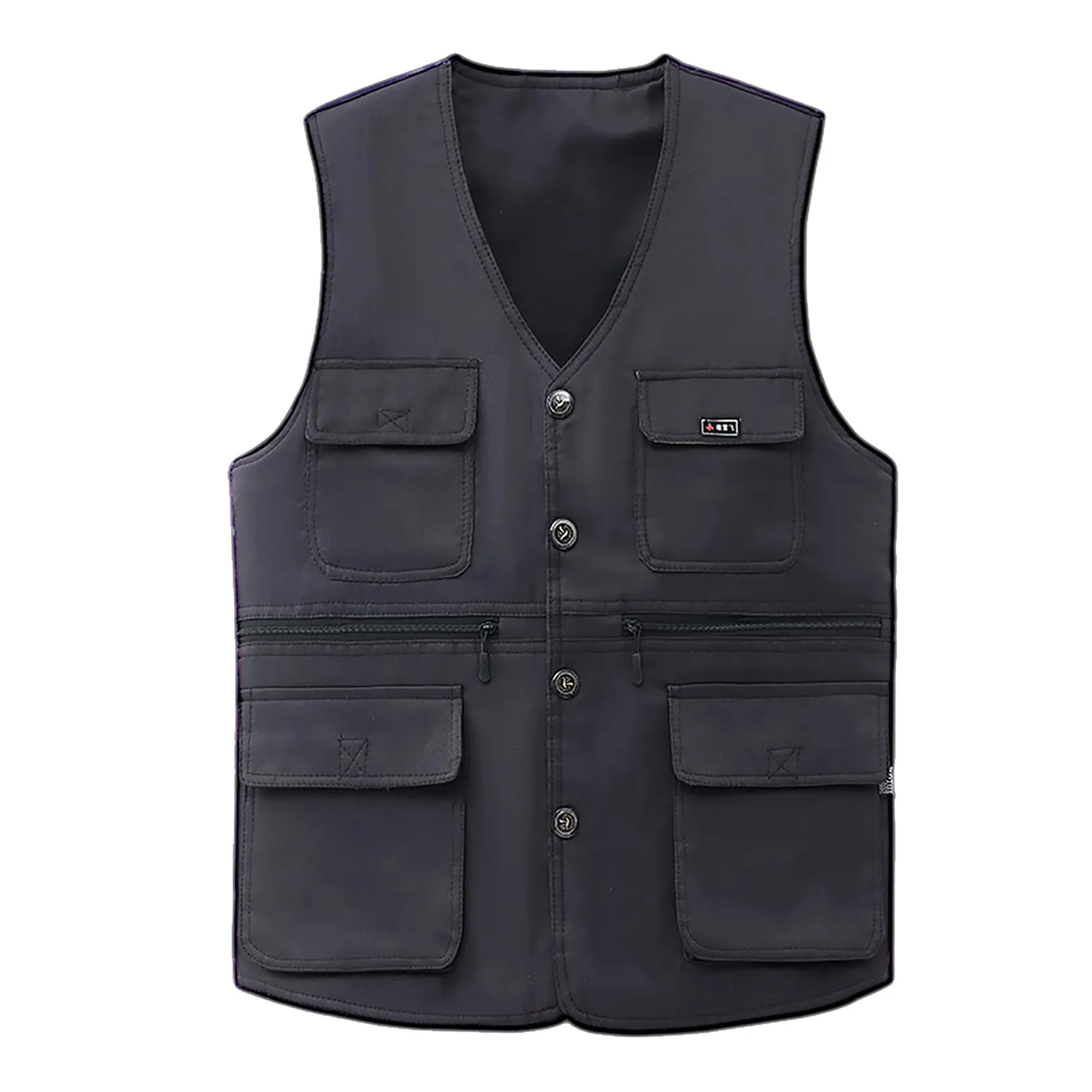 2024 Men Multi-Pocket Classic Waistcoat Male Sleeveless Unloading Solid Coat Work Vest Photographer Tactical Mesh Vest Jacket