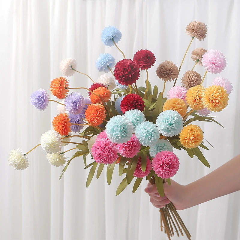 

Autumn 5 Heads 51cm Artificial Flower Bouquet Silk Chrysanthemum Flower Ball Fake Flowers Home Garden Wedding Decorations