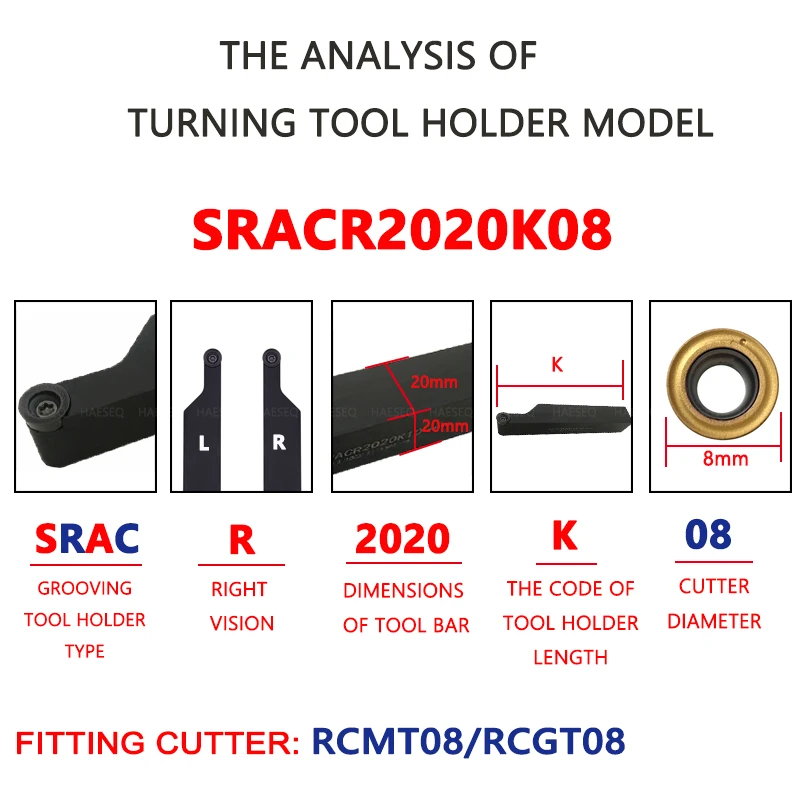 Soporte de herramientas de corte de máquina CNC, SRACR, SRACR1616, SRACR2020, SRACR2525, Draaibank, Werkzeug, Drehen, Werkzeug, cortador de torno, RCMT, RCGT