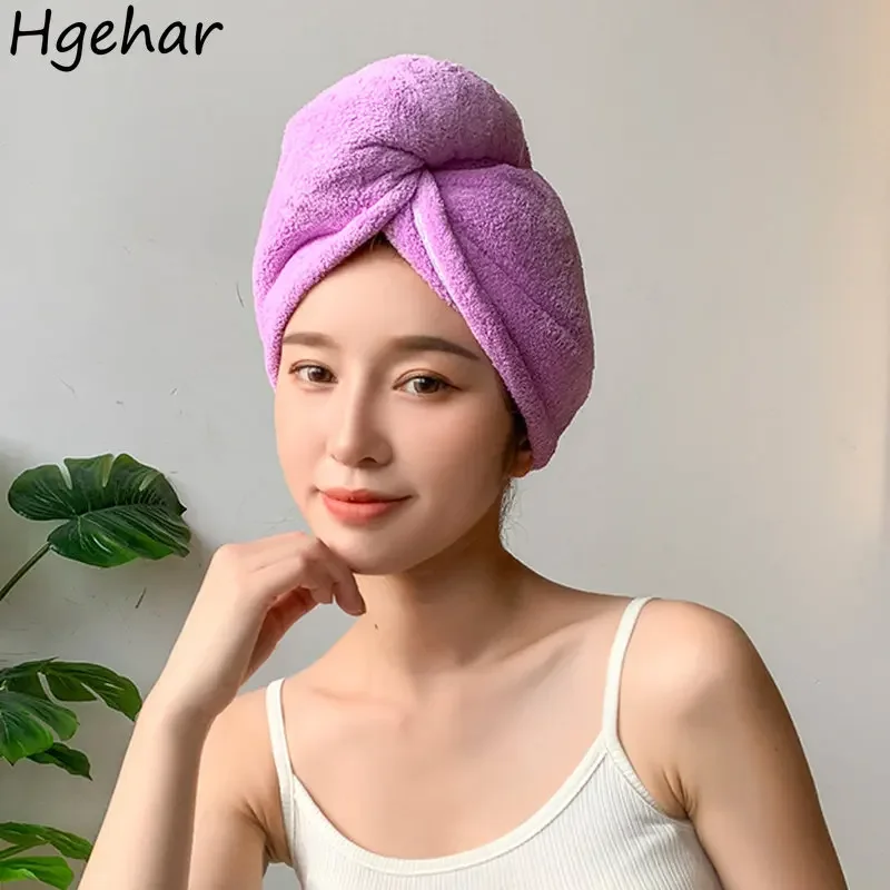 Super Absorbent Hair Towel Cute  Cap Quick Dry Bathroom Shower  Women Solid Color Wipe Head Towels Microfiber Household