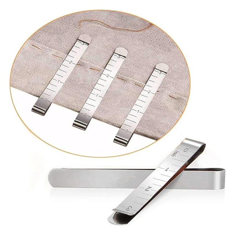 4/8pcs Metal Sewing Crimping Clip Stainless Steel Ruler Measurement Clips For Wrapping Clothes Curtain Skirts Hand Sewing