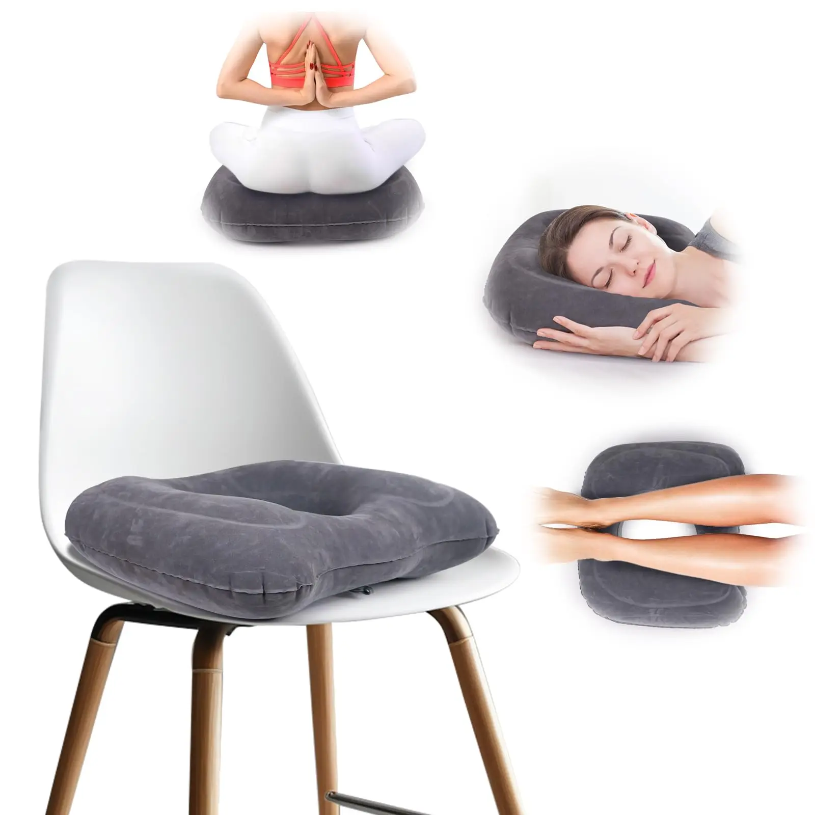 1 Pack Inflatable Donut Pillow, Portable Hemorrhoid Pillows for Sitting, Seat Donut Cushions for Pressure Relief, Butt Cushion
