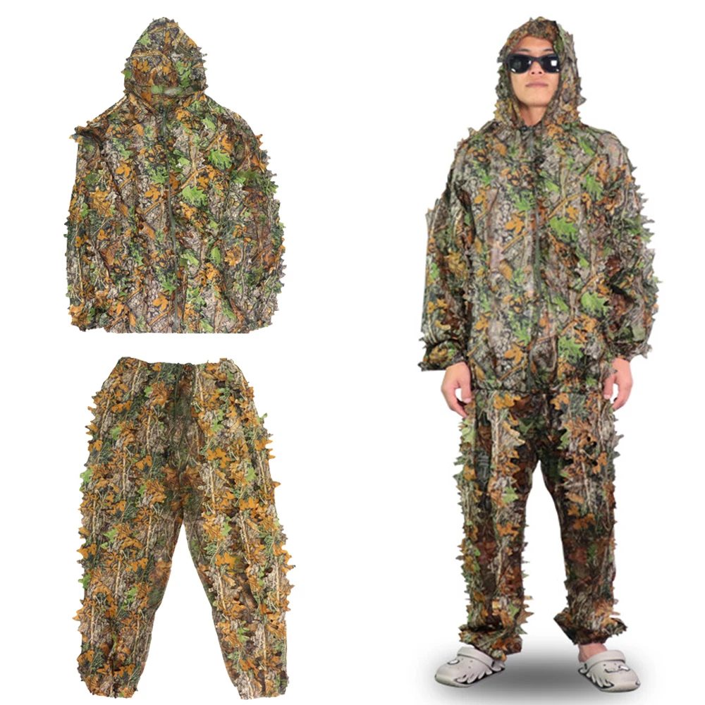 

Ghillie Suit 3D Leafy Camo Hunting Suits,Gillies Suits for Men Youth, Leaf Camouflage Hunting Suits for Jungle Hunting, Shooting