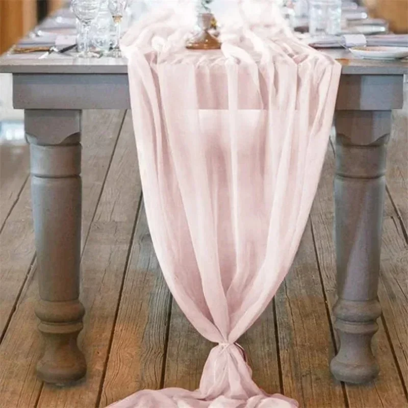 Chiffon Table Runner Wedding Decoration Birthday Table Runner Tablecloth Christmas Home Decoration Country Wedding 70X300CM