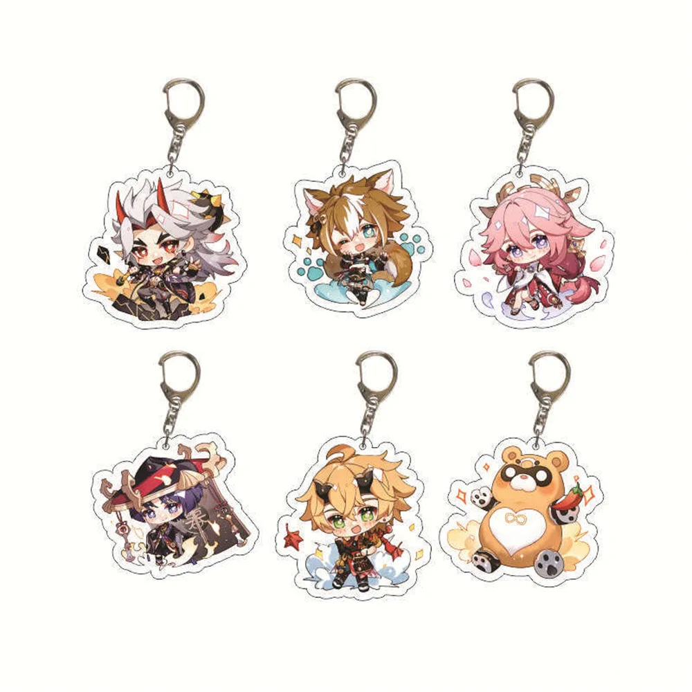 

Genshin Impact Game Related Keychain Products Pendant Souvenir Creative Llavero Kingring Accessories Q Version Cosplay Friend