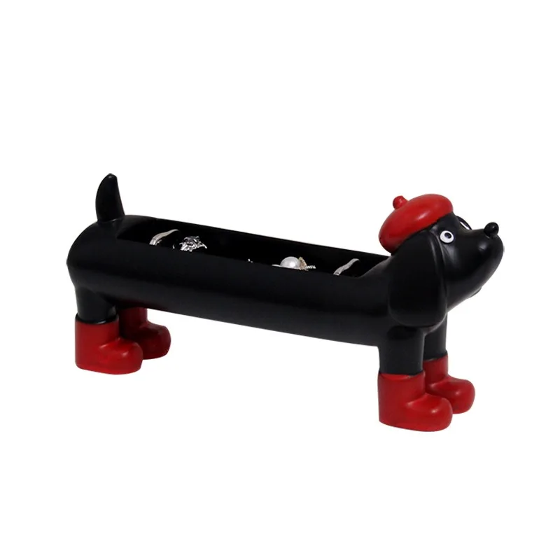 

Cute Dachshund Ring Holder Ornament Earrings Stud Earrings Jewelry Storage Box Sponge Ring Holder