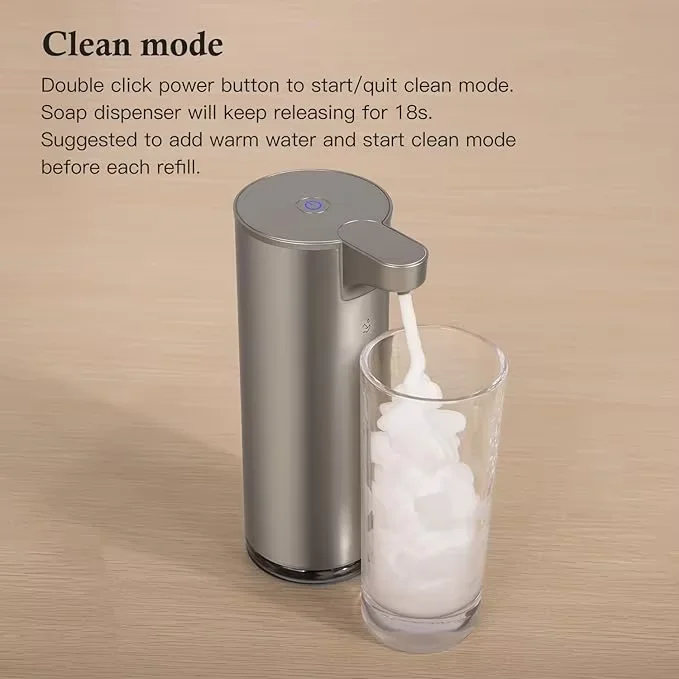 Modern automatic contactless rechargeable foam soap dispenser, silver 280ml wall-mounted stainless steel, for home hotel use 1