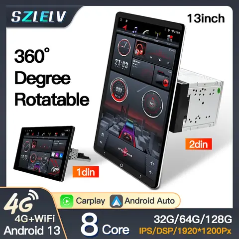 13 Inch 360° Rotation Screen Degree Double Car Multimedia GPS Player Universal 1 Din 2Din Touch Screen DSP BT Call WIFI Carplay