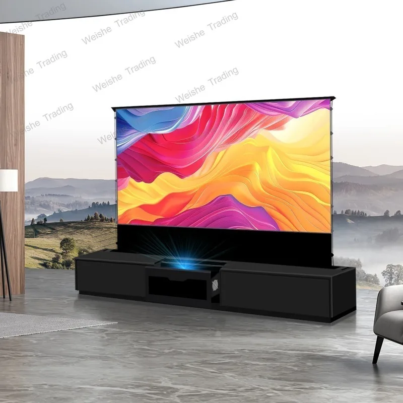 Modern 120-Inch Floor Rising Projection Screens Integrated TV Cabinet for Triple  Ultra Short Projector