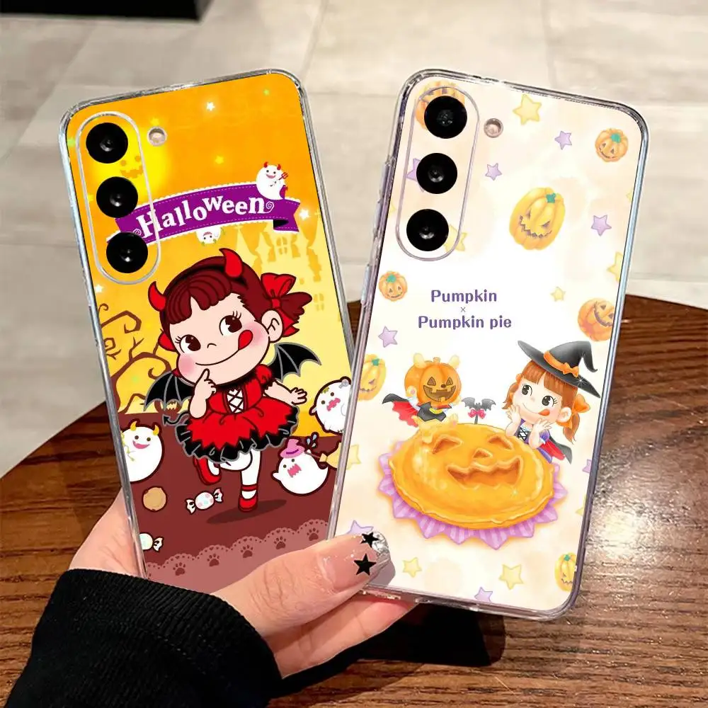 Halloween F-Fujiya Milky Peko-Chan  Phone Case For Samsung A25 A15 A05 A54 A34 A24 A14 Transparent Silicone Phone Cover