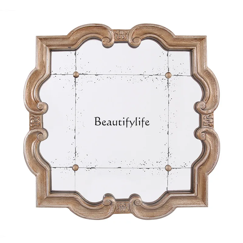 Bathroom aluminum alloy round mirror wall-mounted bathroom non-punching decorative full-body mirror