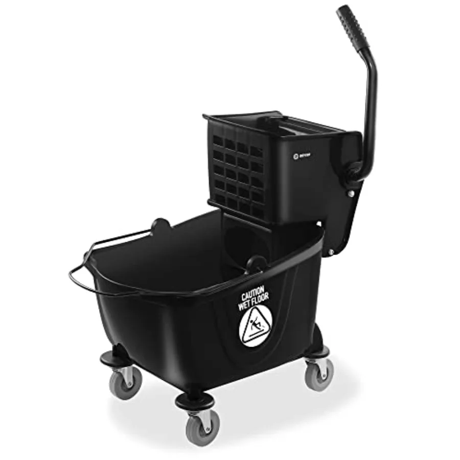 

Commercial Mop Bucket with Side Press Wringer 26 Quart Capacity Durable Black Design for Efficient Floor Cleaning in Heavy-Duty