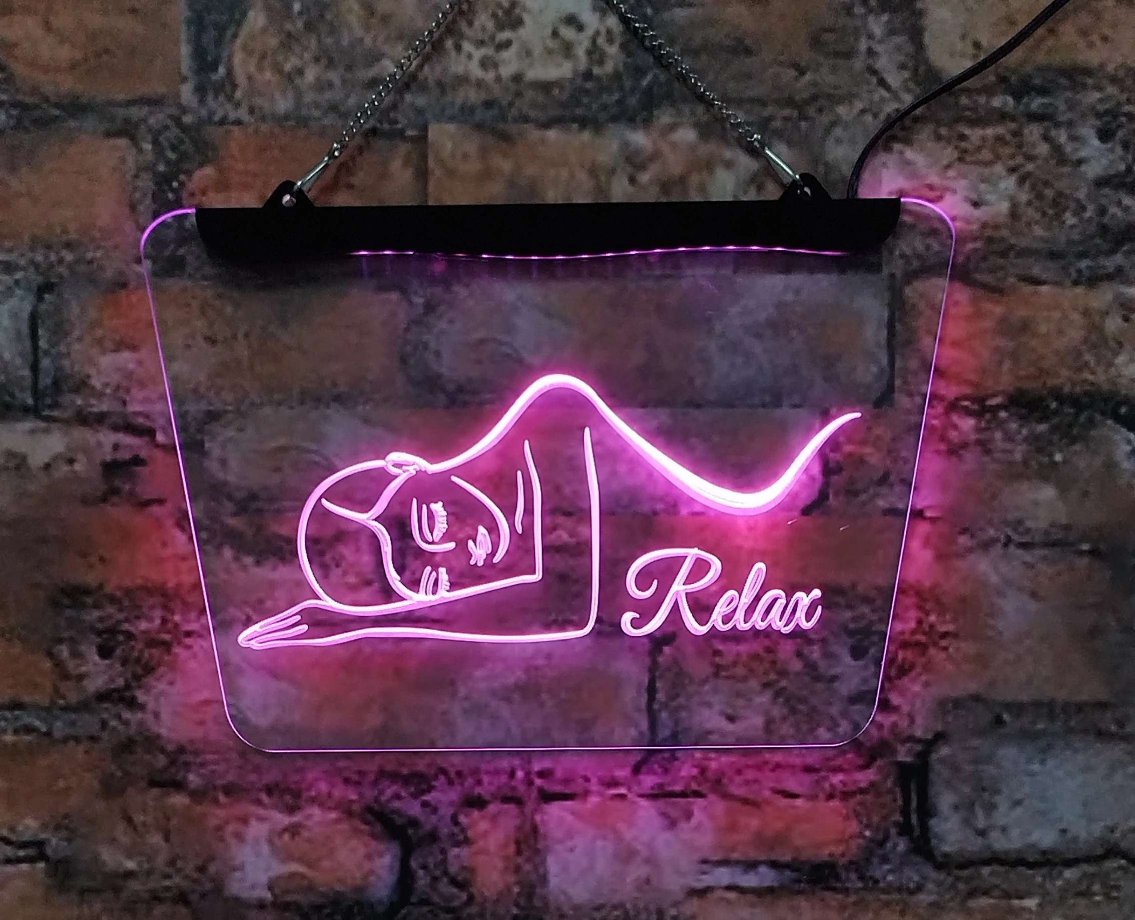 

Rest, relax, beauty salon massage LED neon signs -3D carved interior wall art, suitable for bars clubs, KTV glow decoration