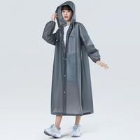 Adult Raincoat Waterproof Hooded Long Sleeve Mid-Length Rain Ponchos Tear-Resistant Drawstring Rainwear For Travel Sunshade