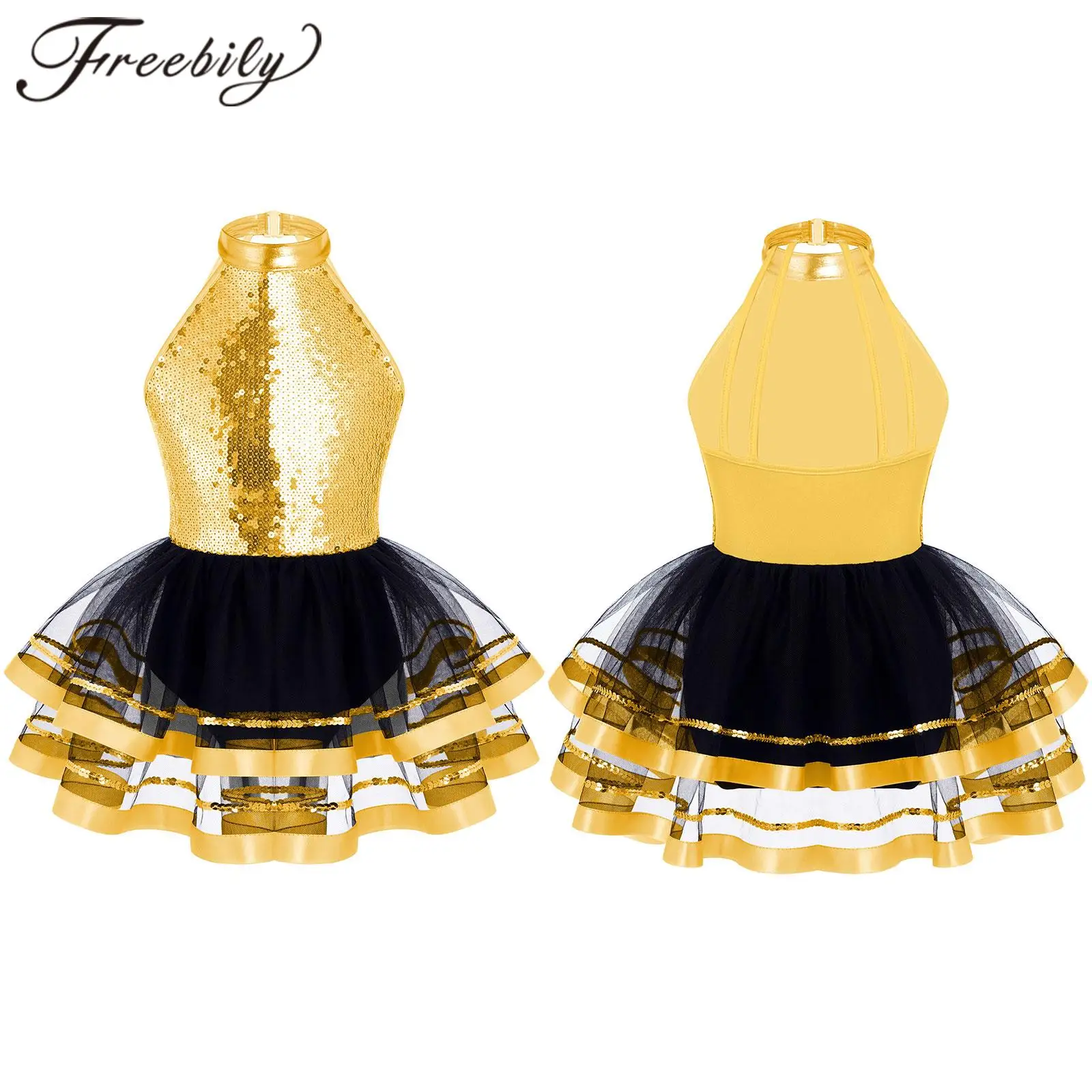 الأطفال الفتيات الترتر عيد الميلاد الباليه الجاز ملابس رقص توتو فستان الشكل التزلج حفلة عيد ميلاد ثوب مهرجان فساتين عيد الميلاد