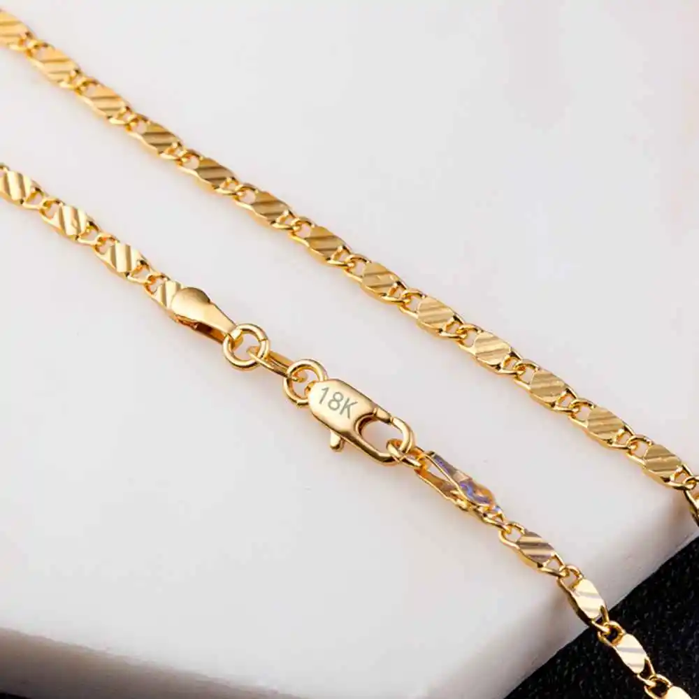 Newest Punk Stylish Women And Mens Link Chain Yellow Gold  Necklace Wholesale Vintage Hip Hop Jewelry Fast Shipping