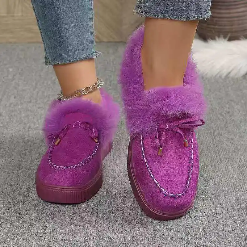 

Winter fashion ankle boots with fur surface large size flat bottom lightweight anti-slip comfortable and warm size 35-43
