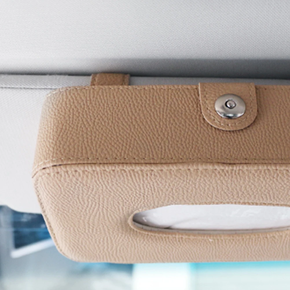

Car Tissue Box Seat Back Paper Container Napkin Holder Hanging Beige Home Premium Sturdy Round Edge Easy Replace