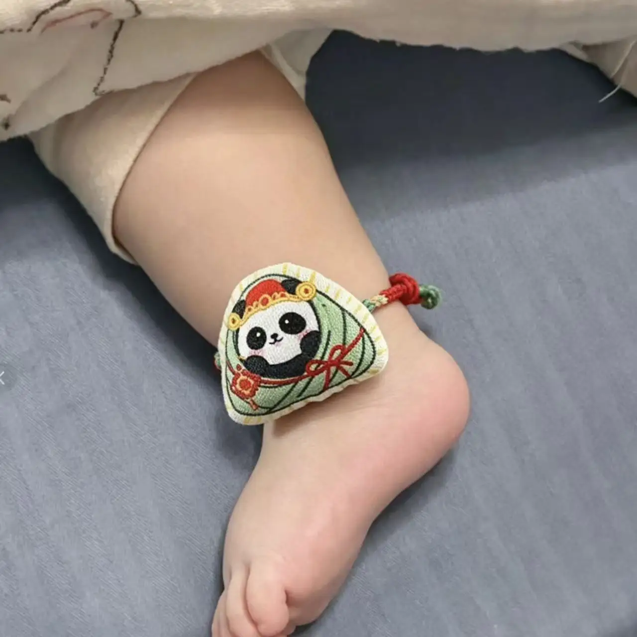 子供用安全ブレスレット-香り付きポーチ-パンダ団子柄リストバンド-ドラゴンボート祭り用よもぎ防蚊ブレスレット