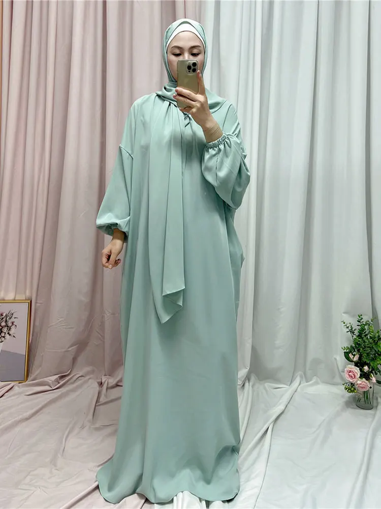 เจียมเนื้อเจียมตัวผู้หญิงมุสลิม Hijab Abayas สวดมนต์ยาว Maxi ชุดตุรกี Djellaba Khimar ดูไบอิสลามอาหรับ Eid Ramadan Femme Robe Jalabiya