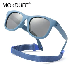 Lunettes de soleil bébé unicin izrd avec ceinture, monture carrée en silicone, verres miroir UV400, lunettes flexibles et durables pour enfants, 0 à 2 ans