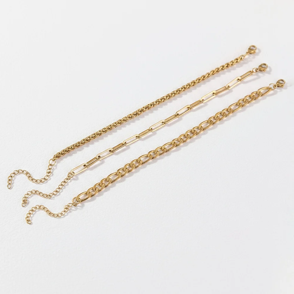 Boho twist chain and rectangular chain multi bracelet set, waterproof and non-fading, women's jewelry, wedding party gifts