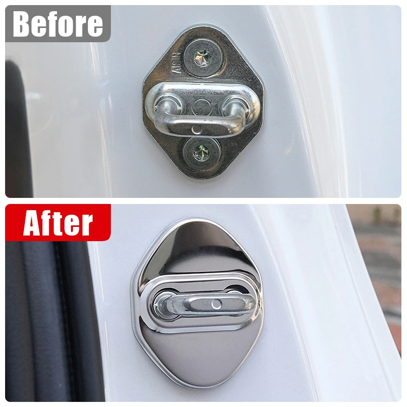 4PCS Car Door Lock Cover Case For Toyota Corolla Camry RAV4 CHR Yaris Hilux Prius Avensis Auris Prado Verso Fortuner Accessories