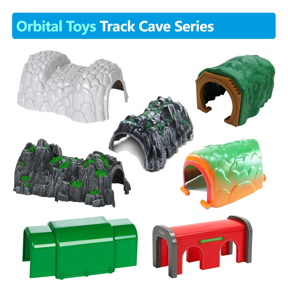 New Small cave tunnel train building block track accessories kids wooden track compatible toys S8