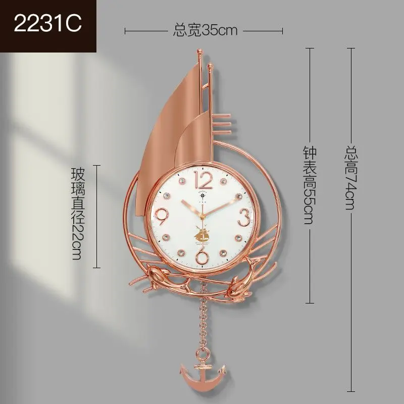 Family Sail With Personalized Luxury North Star Living Room Clock Light Luxury Art Fashion Wall Hanging Restaurant Clocks G