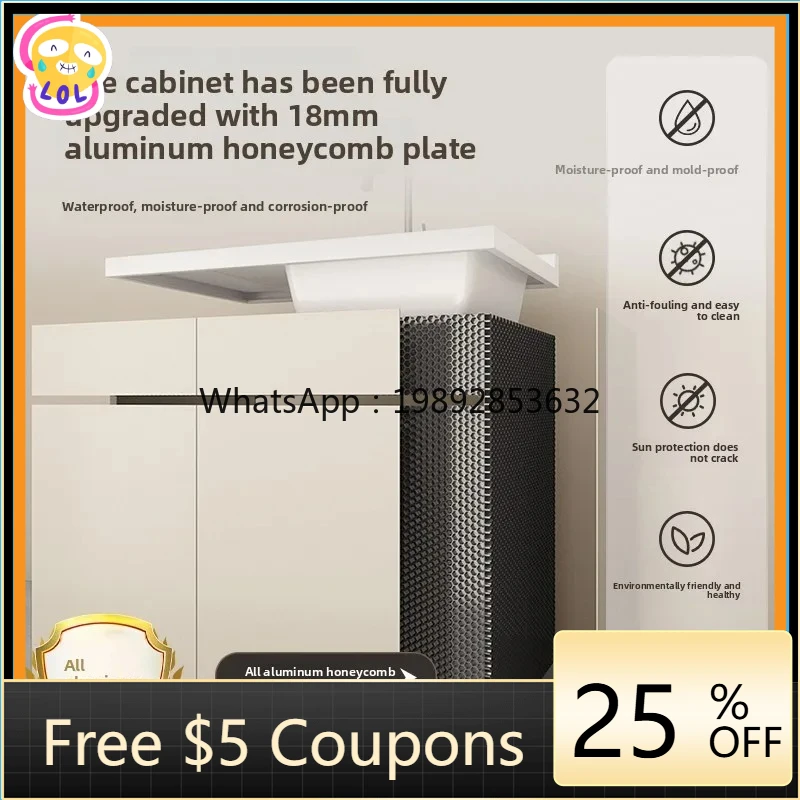 

AB Balcony Laundry Cabinet Simple Double Washing Machine Cabinet Dryer Integrated Cabinet with Rubbing Board