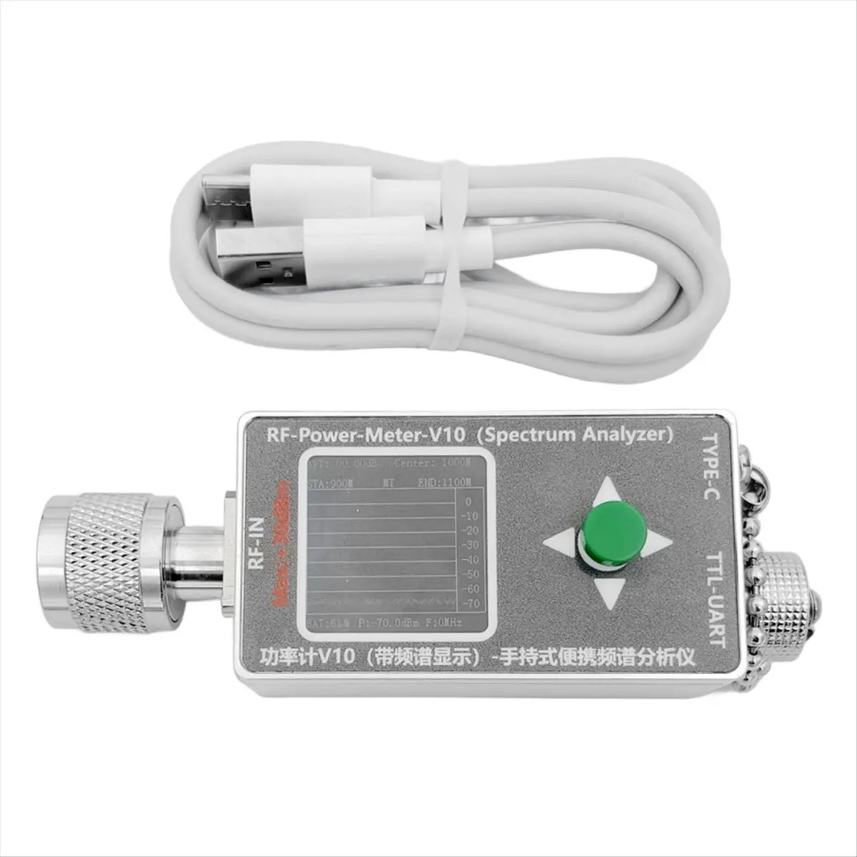 【CYBER Saturday】35Mhz-4.4GHz N-Type Power Meter V10 Spectrum Analyzer Display Communication -70-+30dbm Attenuator Power Detector