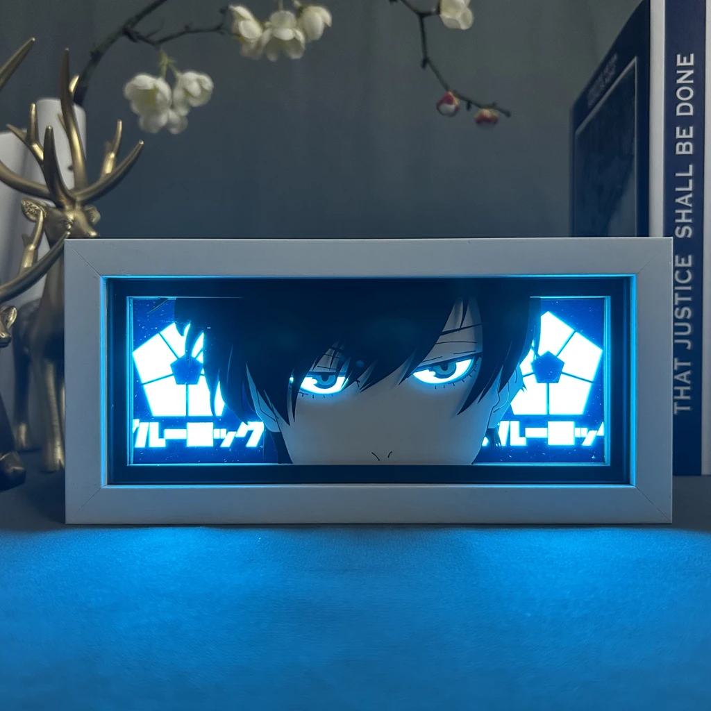 Blue Lock Rin Itoshi Manga Lightbox Table Desk Lamp Anime Figures Eyes Face Gaming Room Lights Decoration Boyfriend Gift