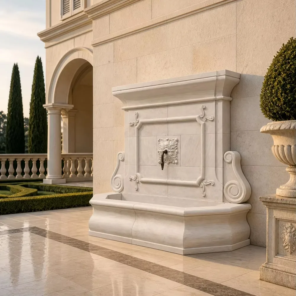 Samistone Luxury Marble Limestone Granite Modern Wall Mounted Water Resistant Outdoor Water Wall Fountain Durable Easy